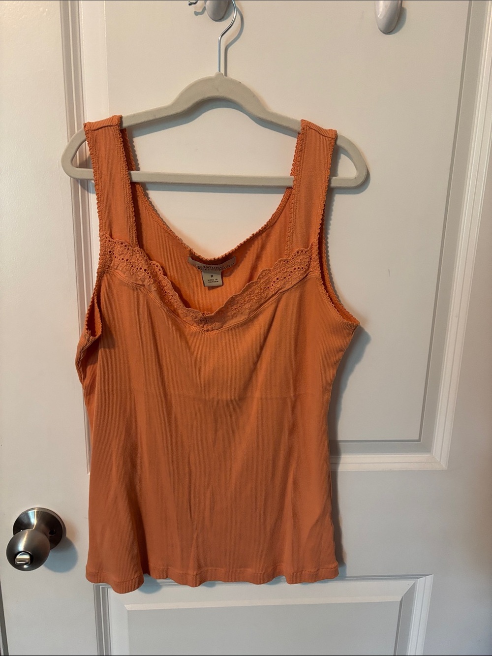 Natural Reflections Orange Lace-Trim Ribbed Tank